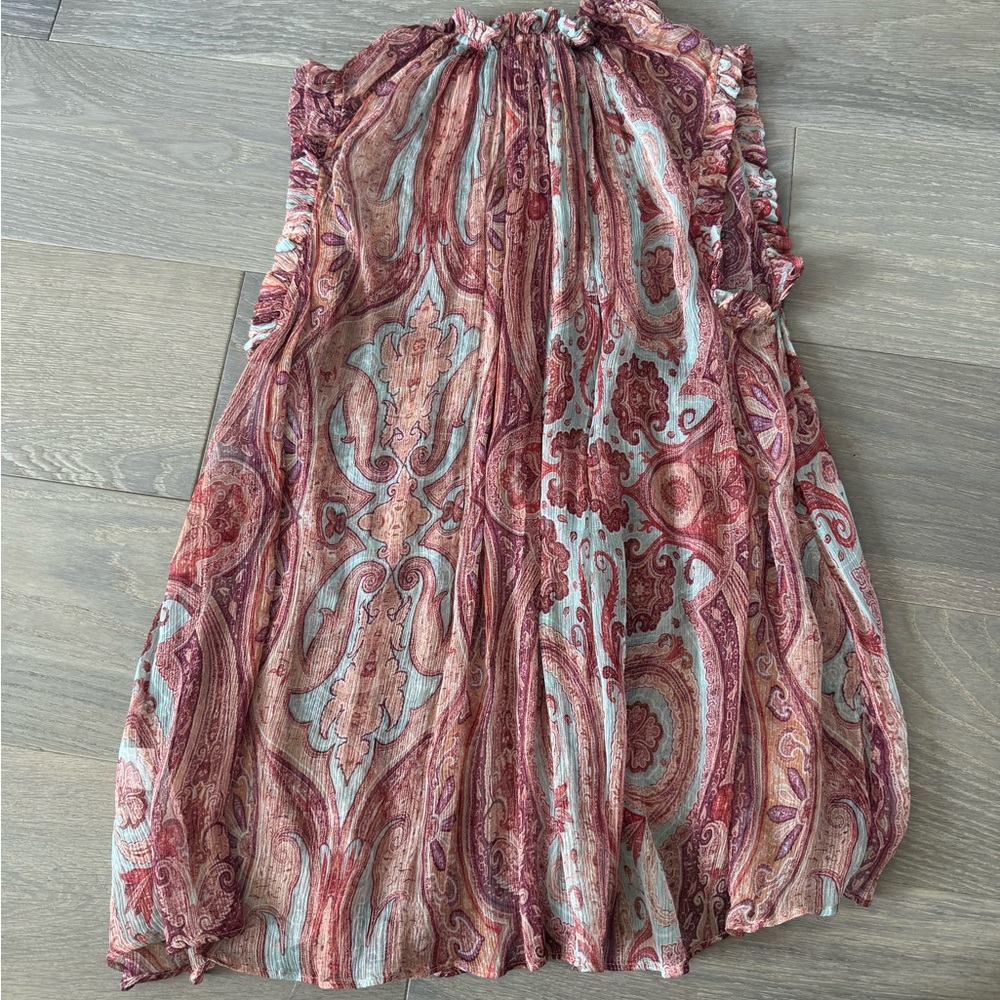 Zimmermann Silk Paisley Sleeveless Blouse Top Pink Blue Orange Size 3 US Large